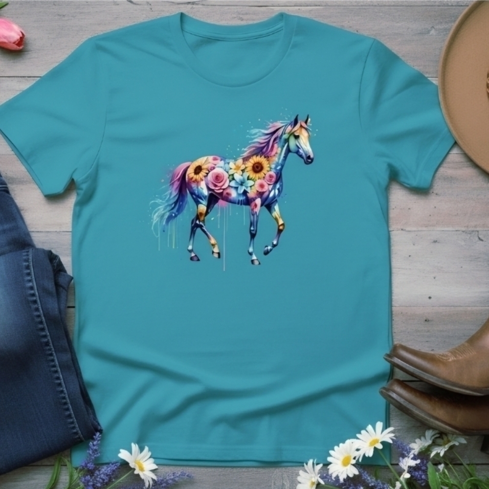Floral Horse Graphic Tee • Western Boho Cowgirl Shirt • Sunflower Horse Top
